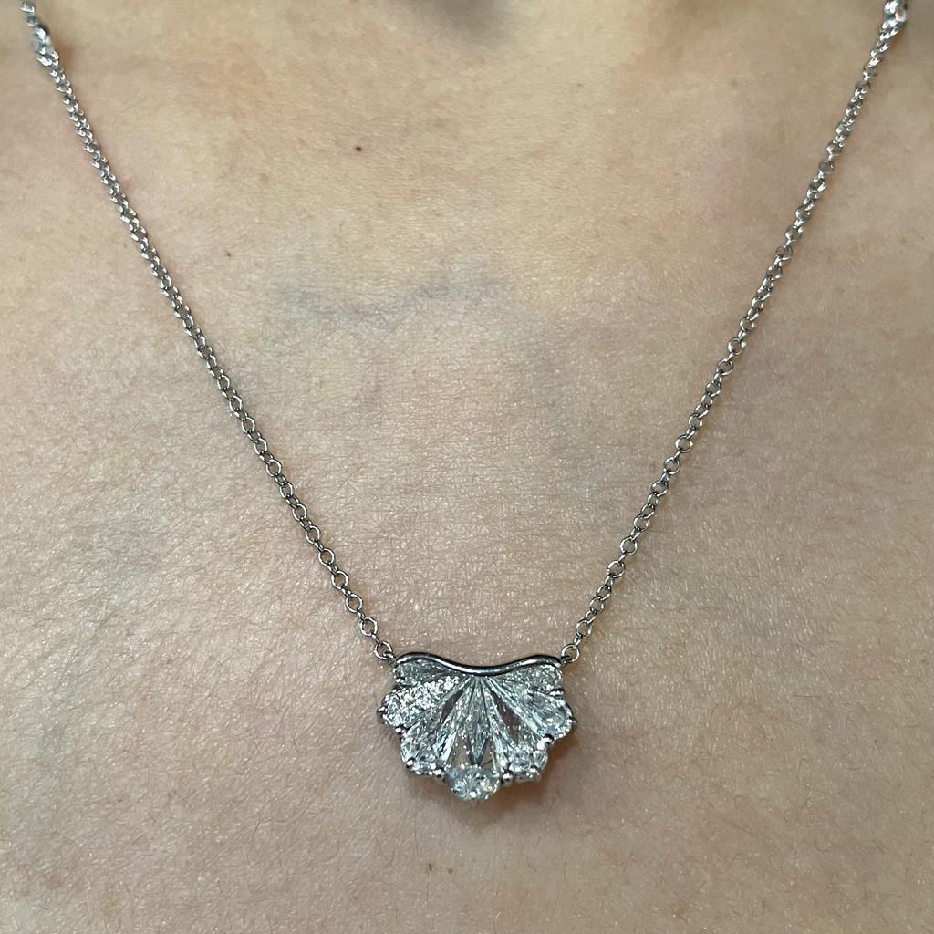Modern GILIN 18K White Gold Diamond Pendant Necklace For Sale