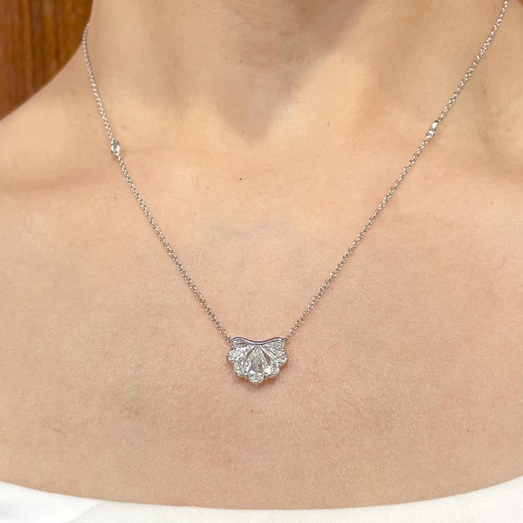 Mixed Cut GILIN 18K White Gold Diamond Pendant Necklace For Sale