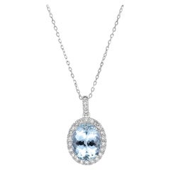 Vergoldeter Diamant-Anhänger aus 18 Karat Weißgold mit Aquamarin