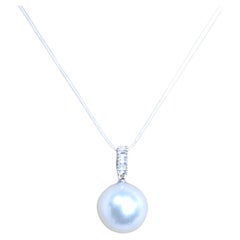 GILIN Colgante de diamantes de oro blanco de 18 quilates con perla