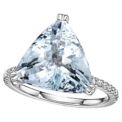 GILIN 18K White Gold Diamond Ring with Aquamarine