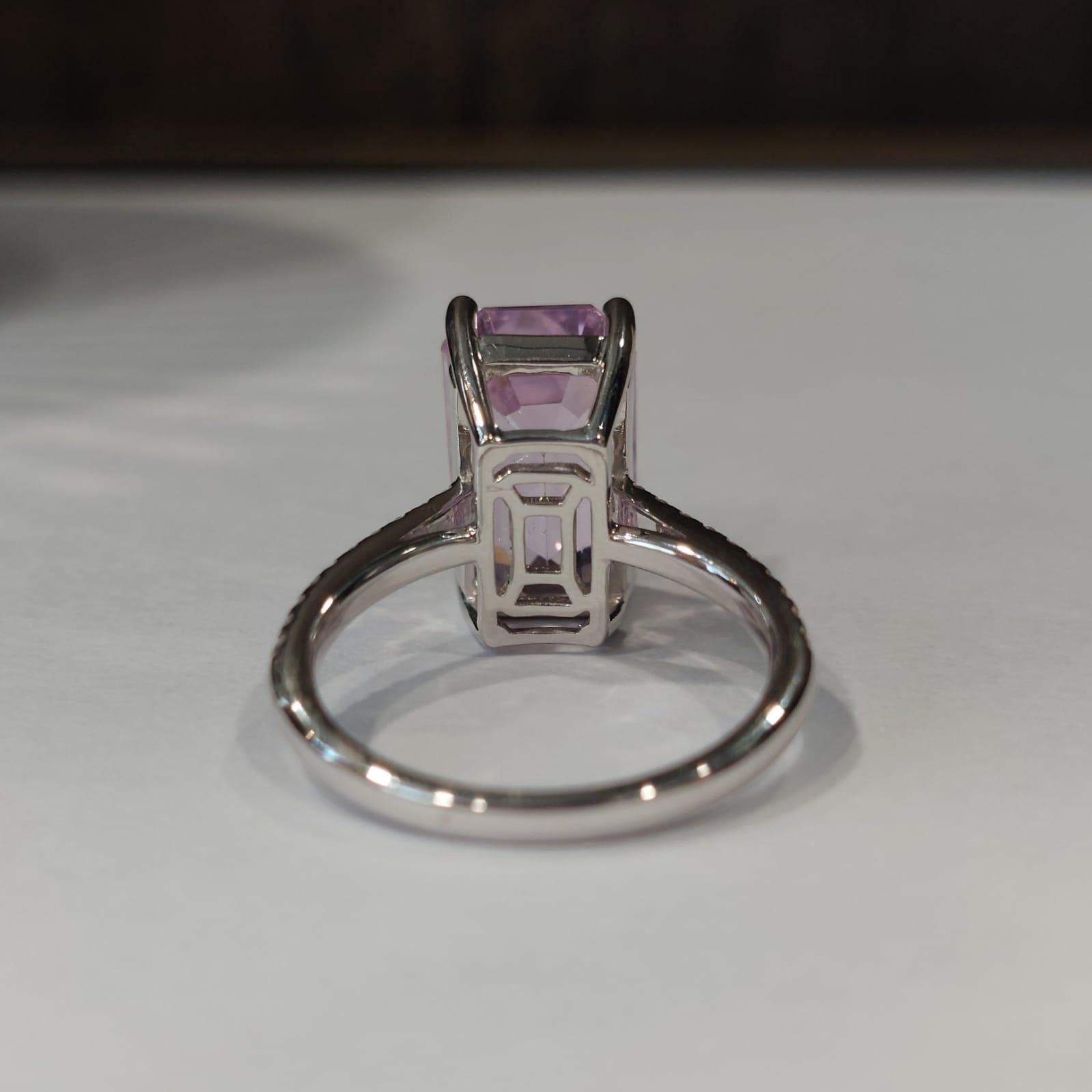 Gilin 18k White Gold Diamond Ring with Kunzite For Sale 2