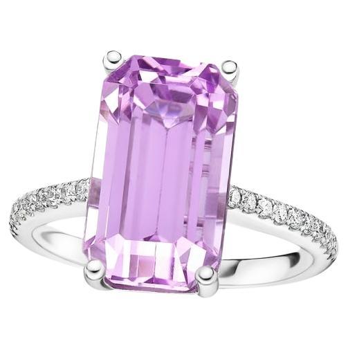 GILIN Bague en or blanc 18 carats et diamants avec kunzite