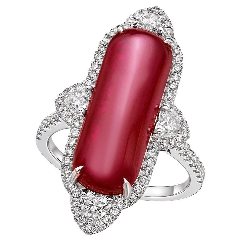 Gilin 18k White Gold Diamond Ring with Ruby For Sale