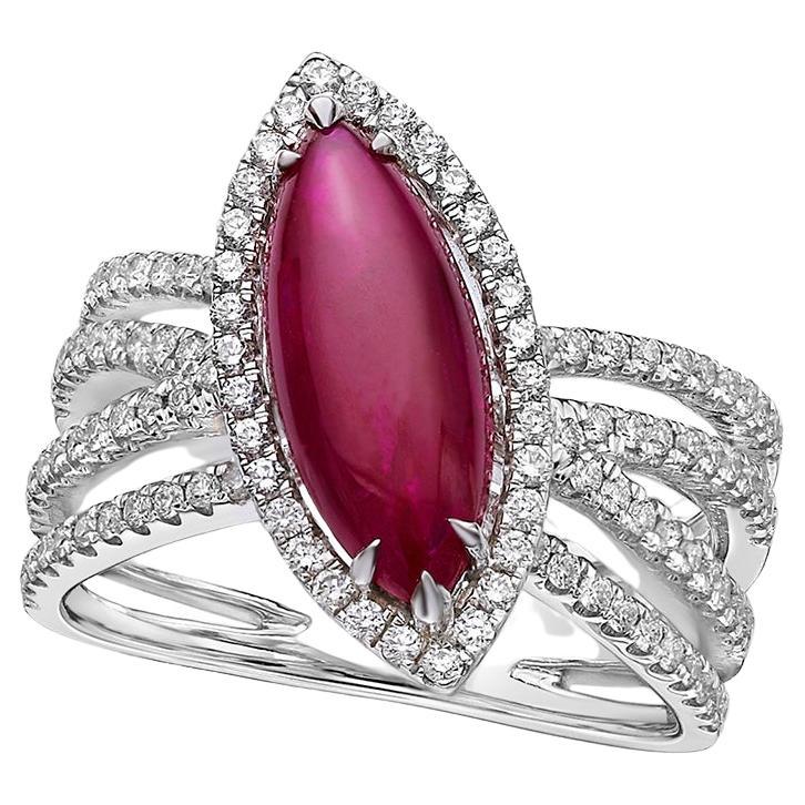 Gilin 18k White Gold Diamond Ring with Ruby For Sale