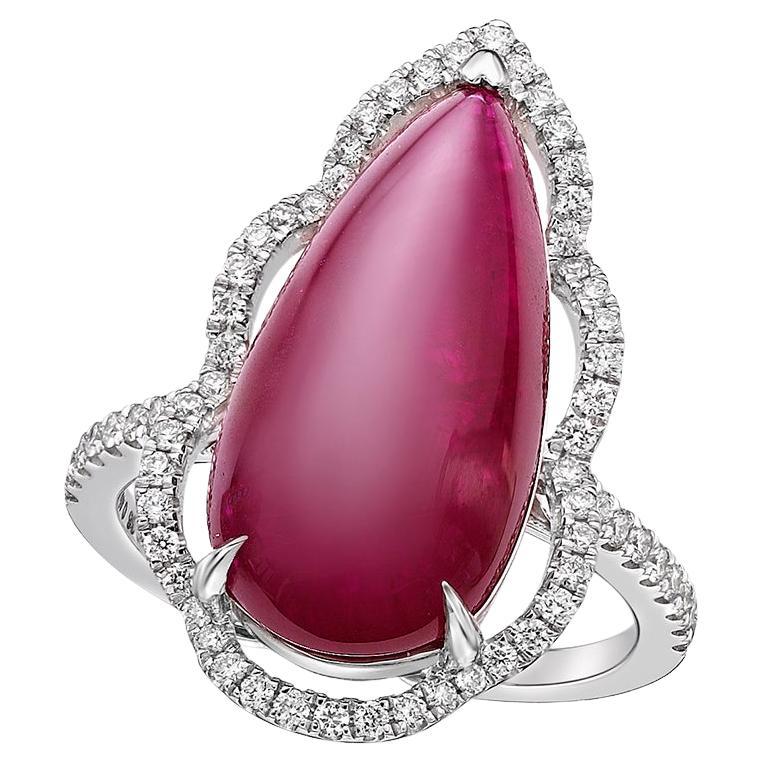 GILIN 18K White Gold Diamond Ring with Ruby For Sale