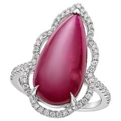 GILIN Bague en or blanc 18 carats avec diamants et rubis