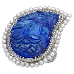 GILIN Bague en or blanc 18 carats et diamants avec tanzanite