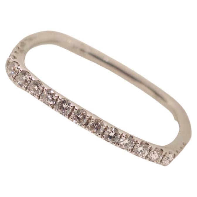 Gilin 18k White Gold Diamond Square Wedding Ring Band For Sale