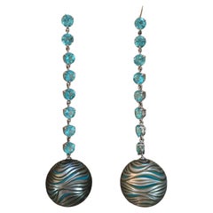 GILIN, boucles d'oreilles en or blanc 18 carats avec apatite, turquoise et perle