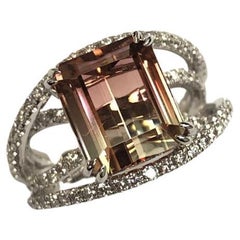 GILIN Anillo Oro Blanco 18K Turmalina Diamante