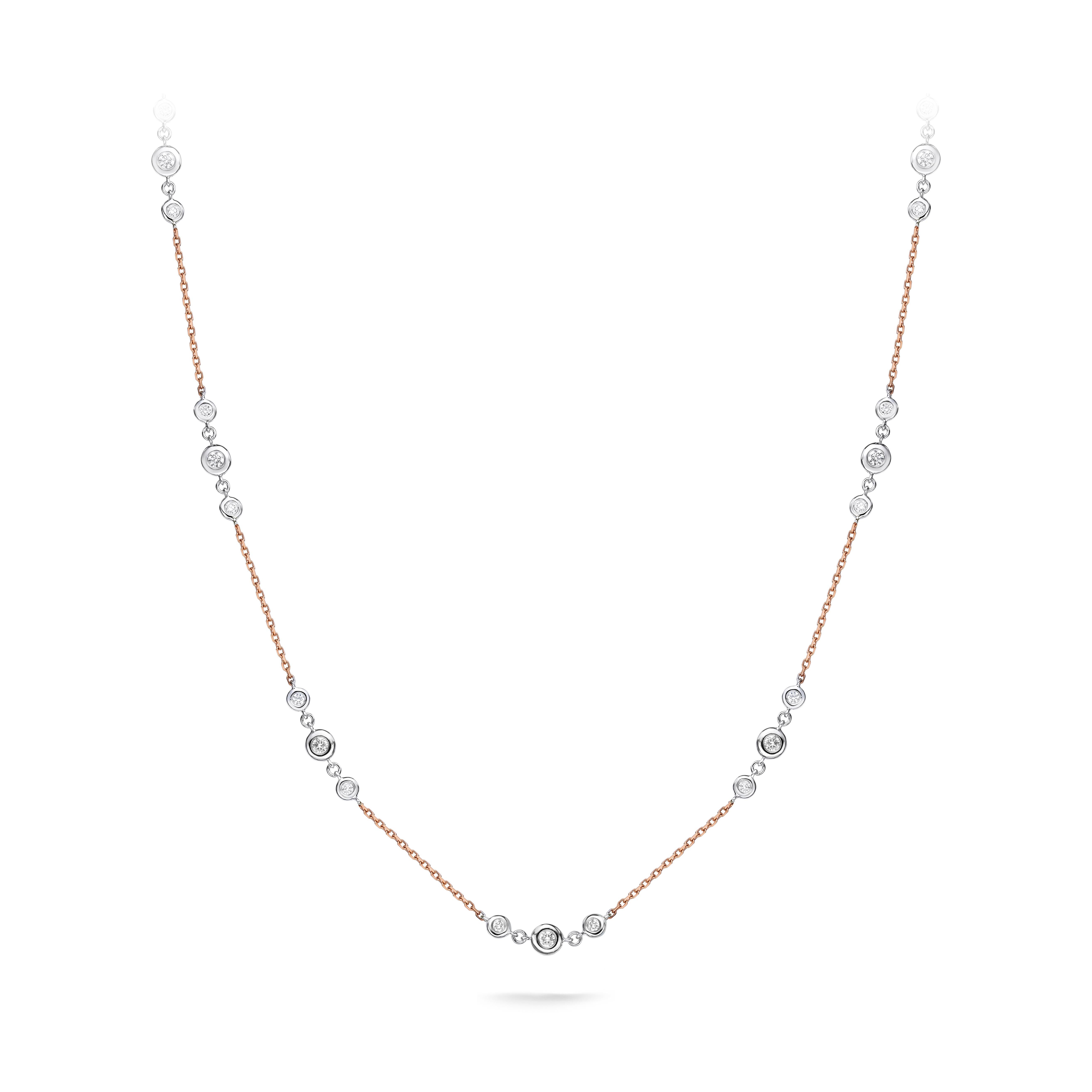 Round Cut GILIN 18K White Rose Gold Diamond Necklace For Sale