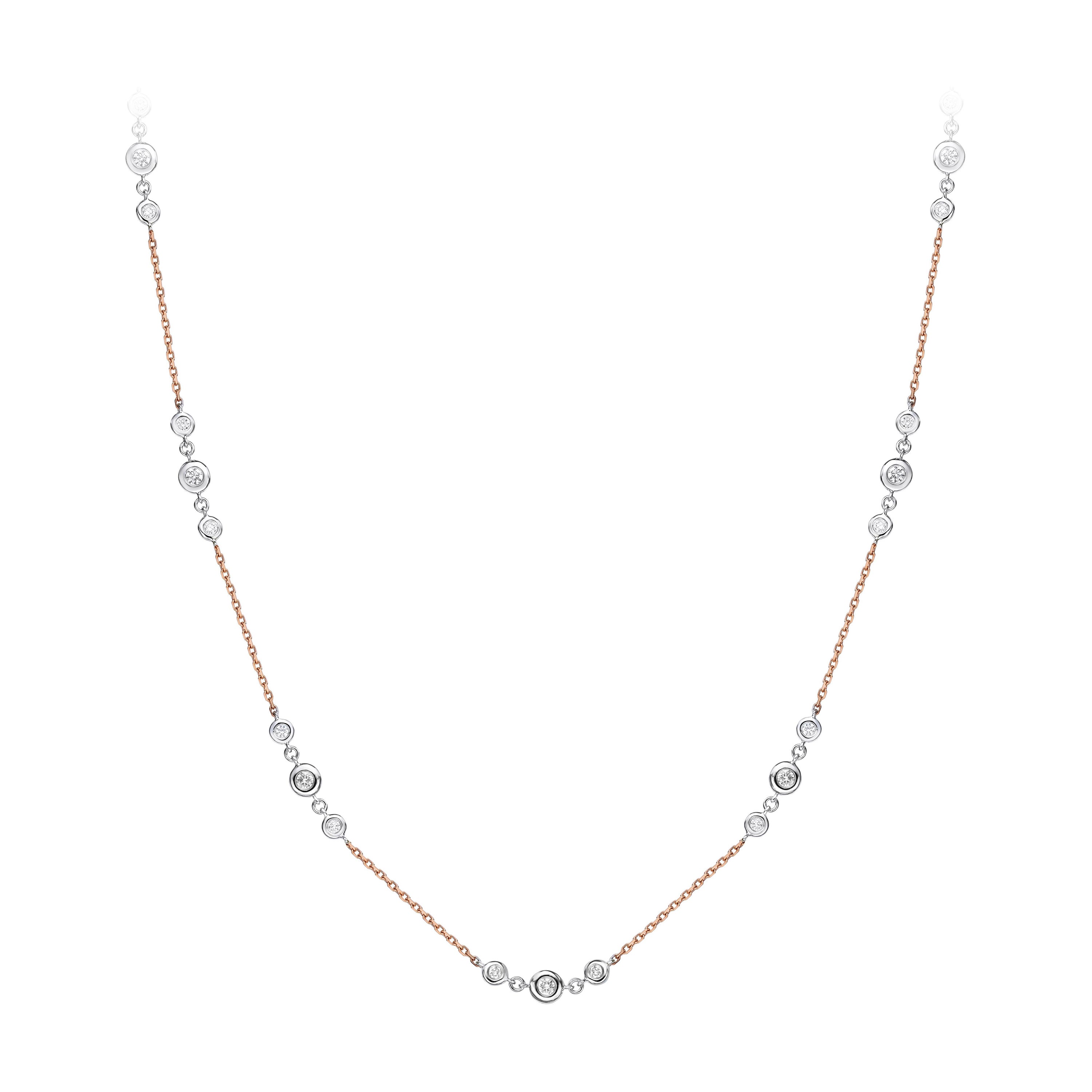 GILIN Halskette aus 18 Karat Weiß-Roségold mit Diamanten im Angebot