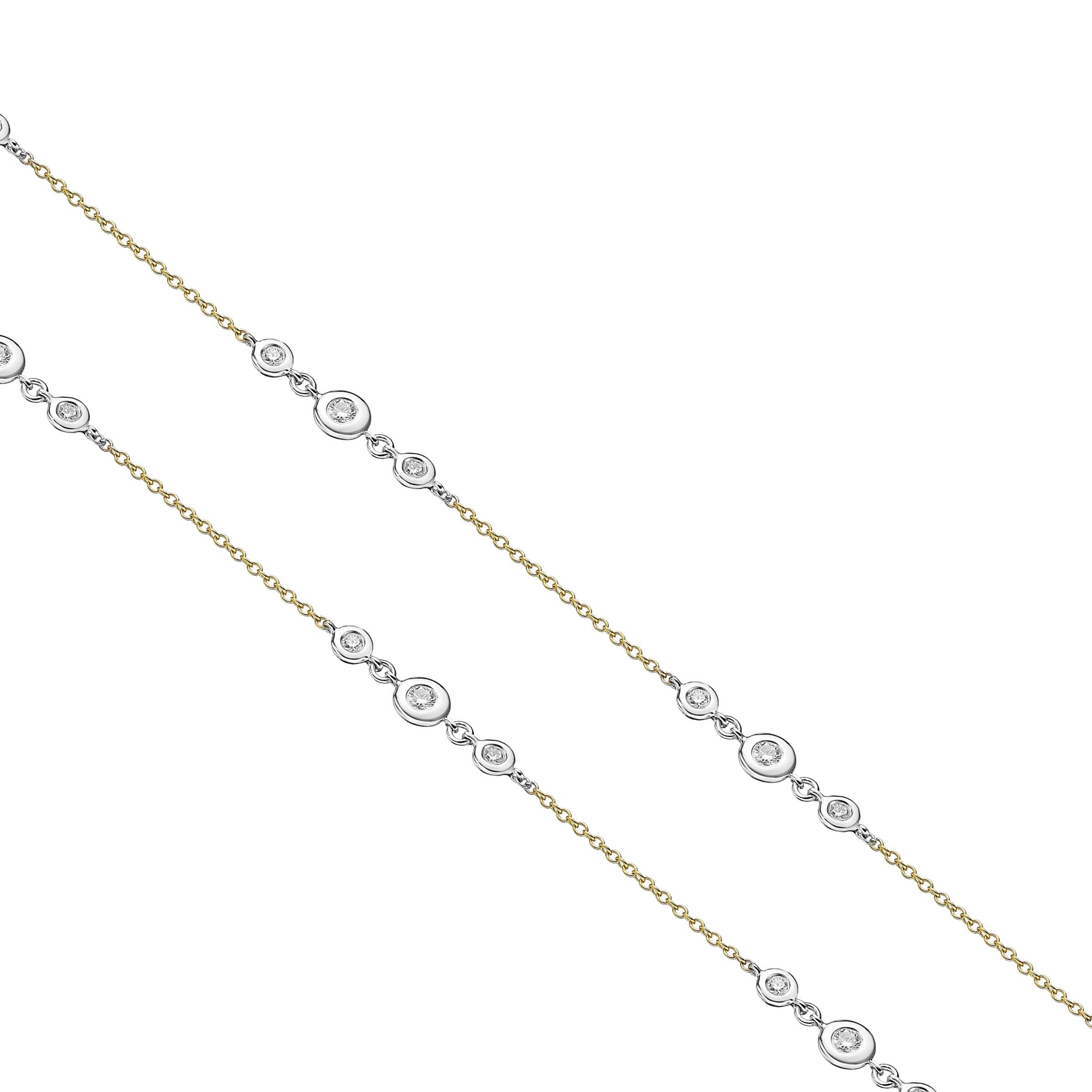 Modern GILIN 18K White Yellow Gold Diamond Necklace For Sale