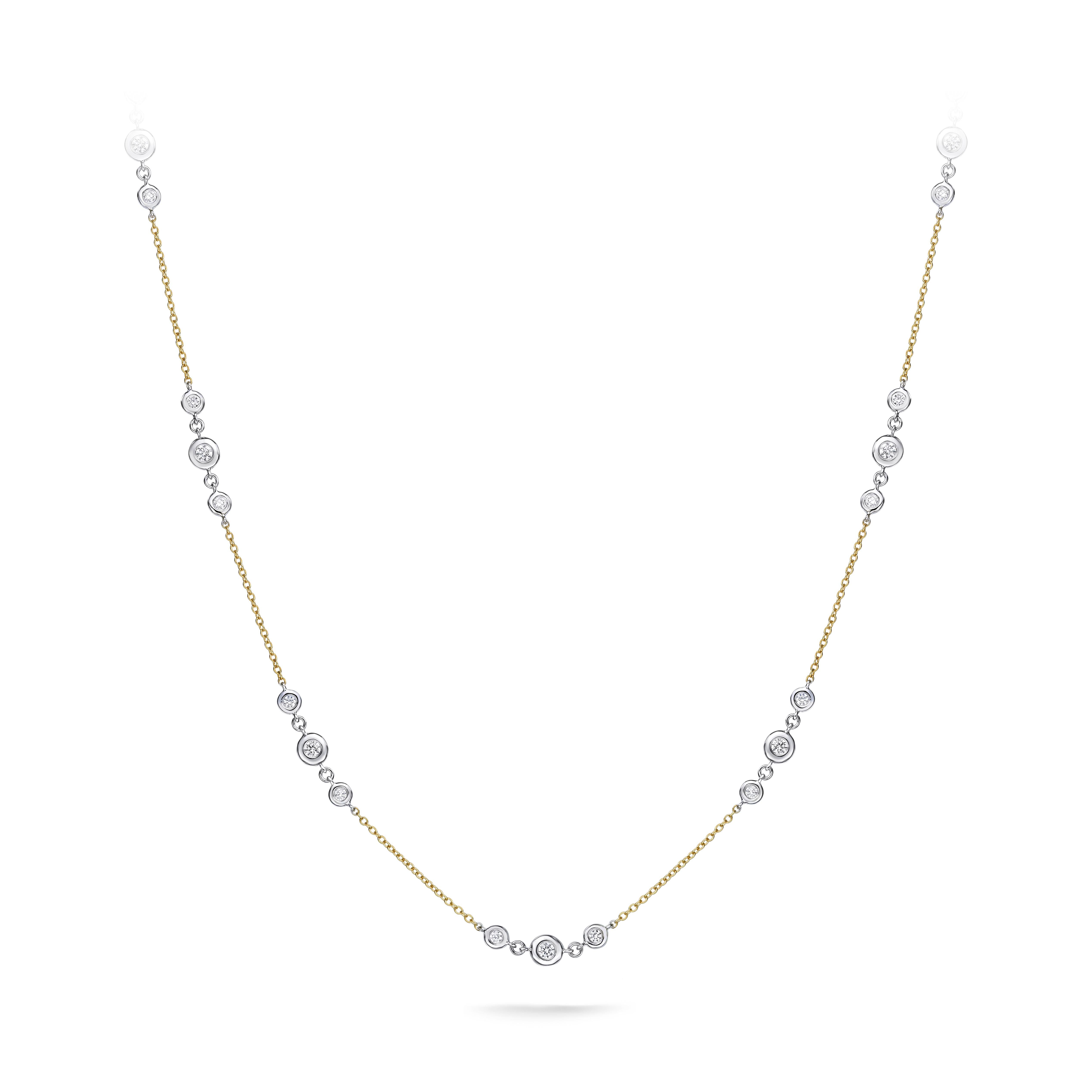 GILIN 18K White Yellow Gold Diamond Necklace In New Condition For Sale In Central, HK
