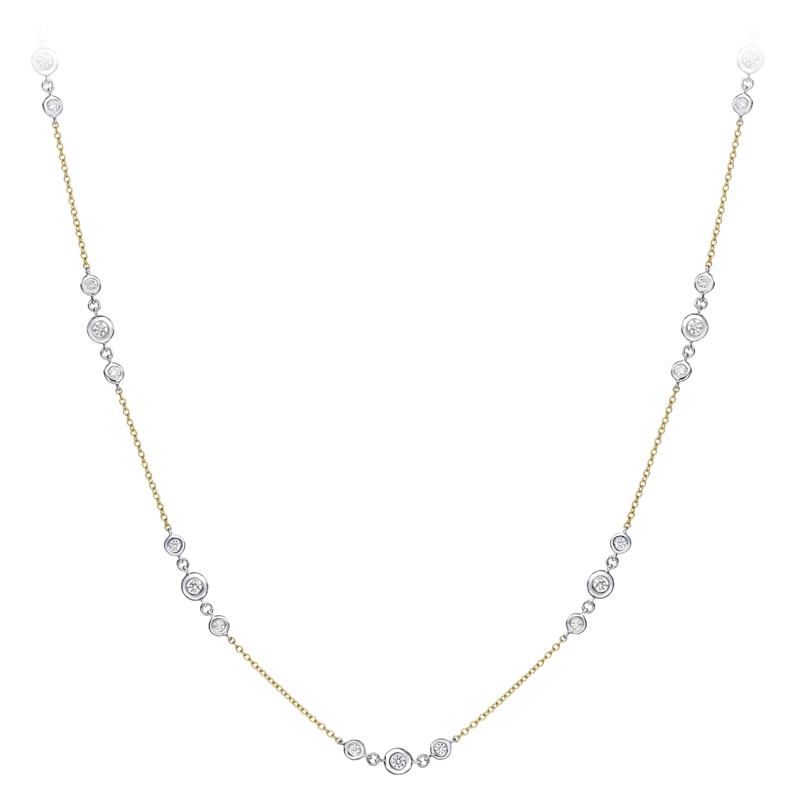 GILIN 18K White Yellow Gold Diamond Necklace For Sale