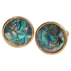 Gilin 18k Yellow Gold Abalone Mosaic Cufflinks