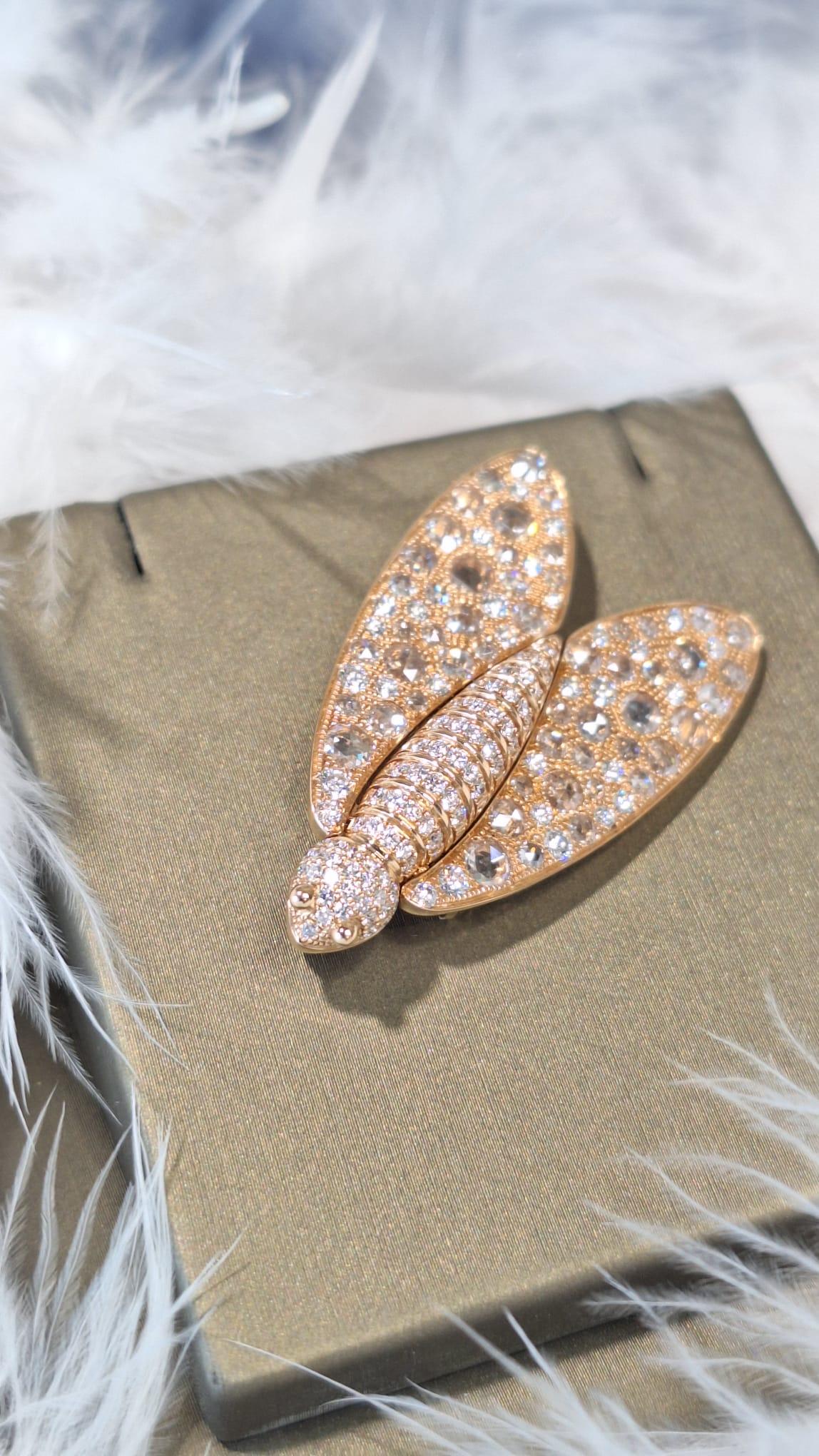GILIN 18K Yellow Gold Diamond Brooch For Sale 2
