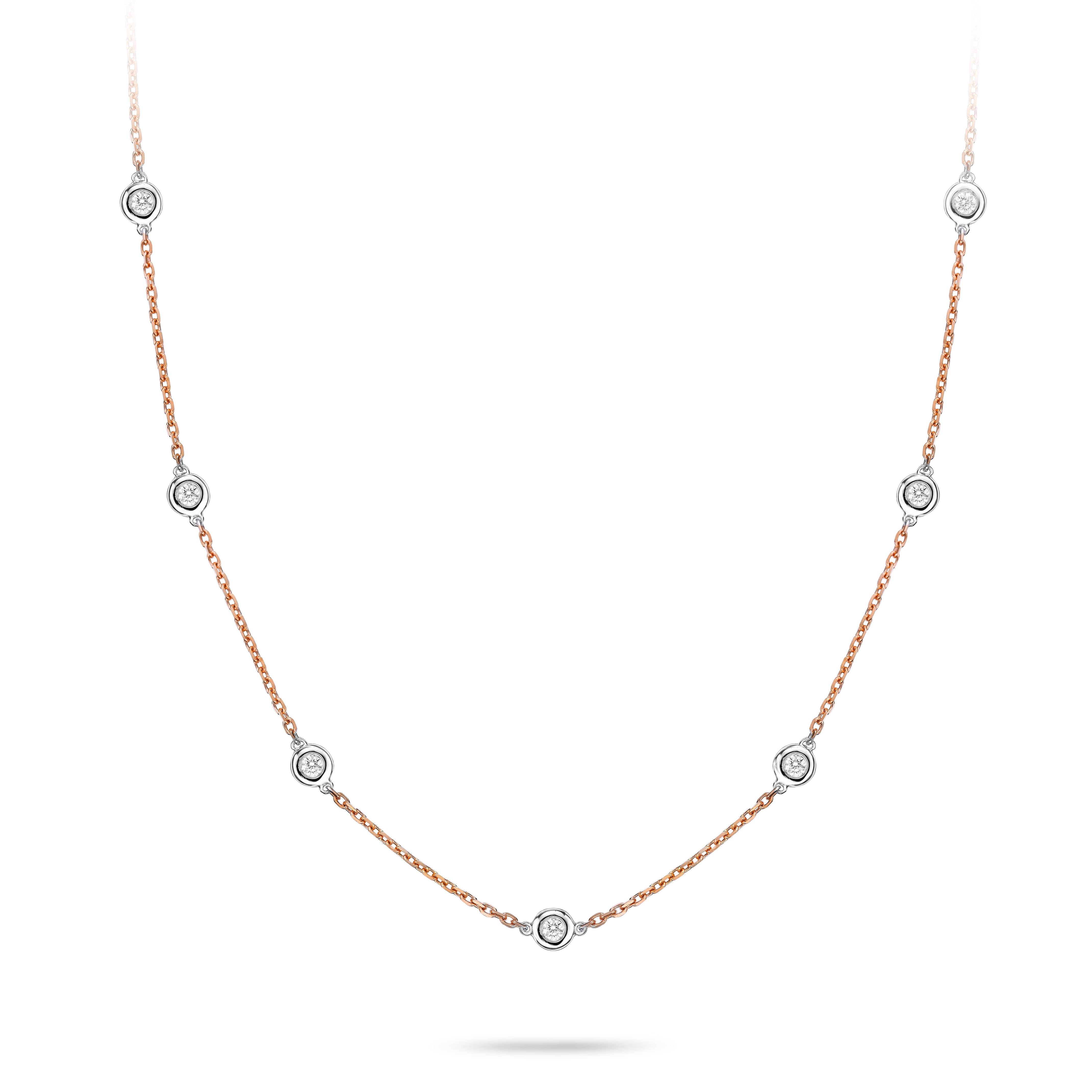 Round Cut GILIN 18K Yellow Gold Diamond Necklace  For Sale