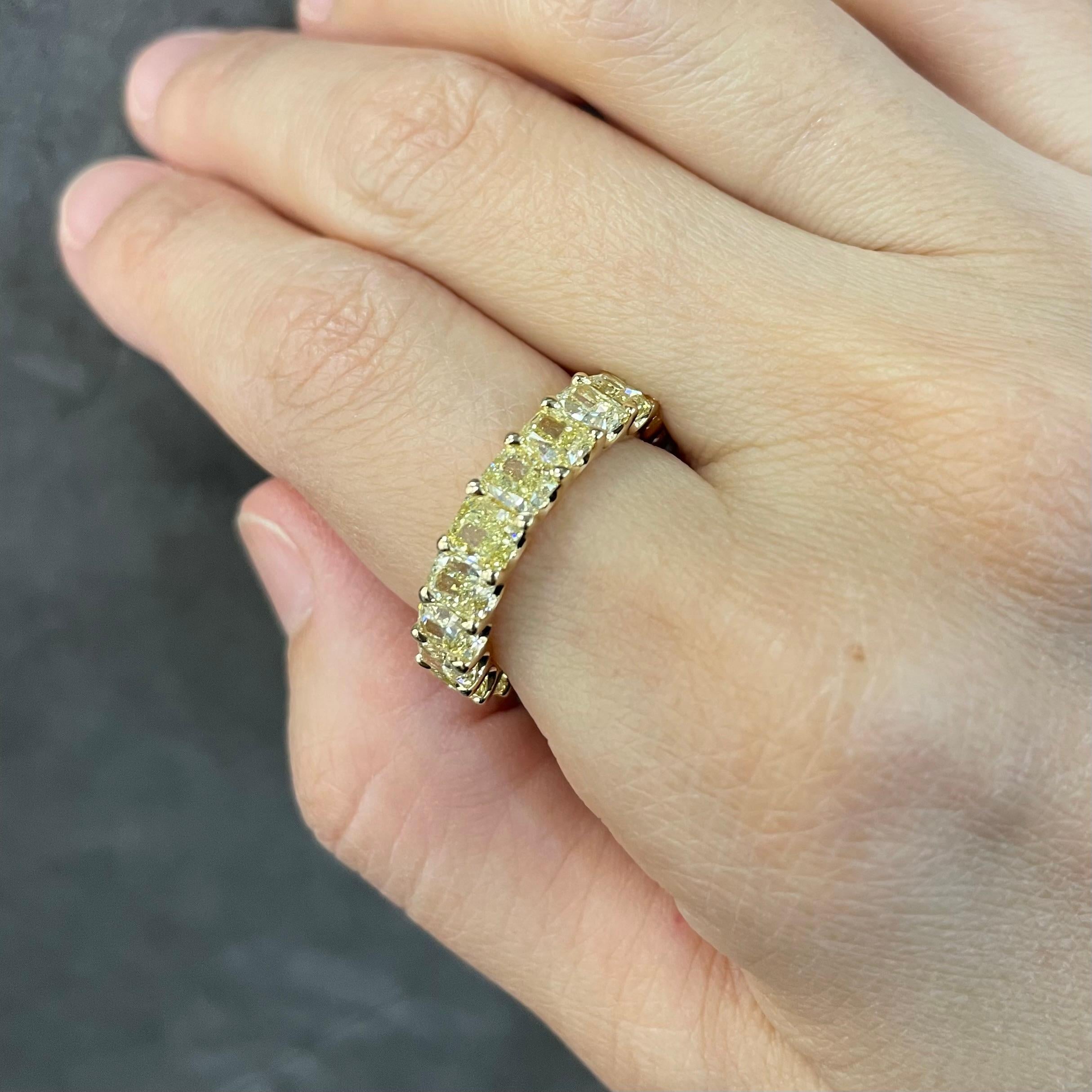Modern GILIN 18K Yellow Gold Eternity Yellow Diamond Ring For Sale