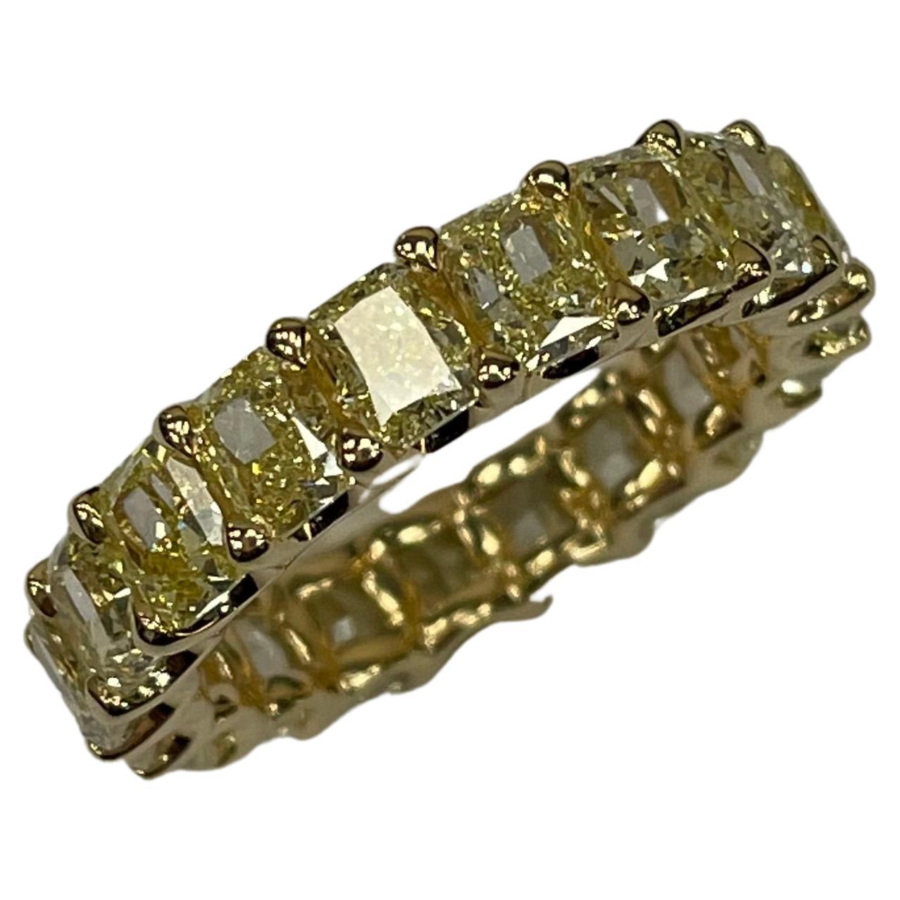 GILIN 18K Yellow Gold Eternity Yellow Diamond Ring For Sale