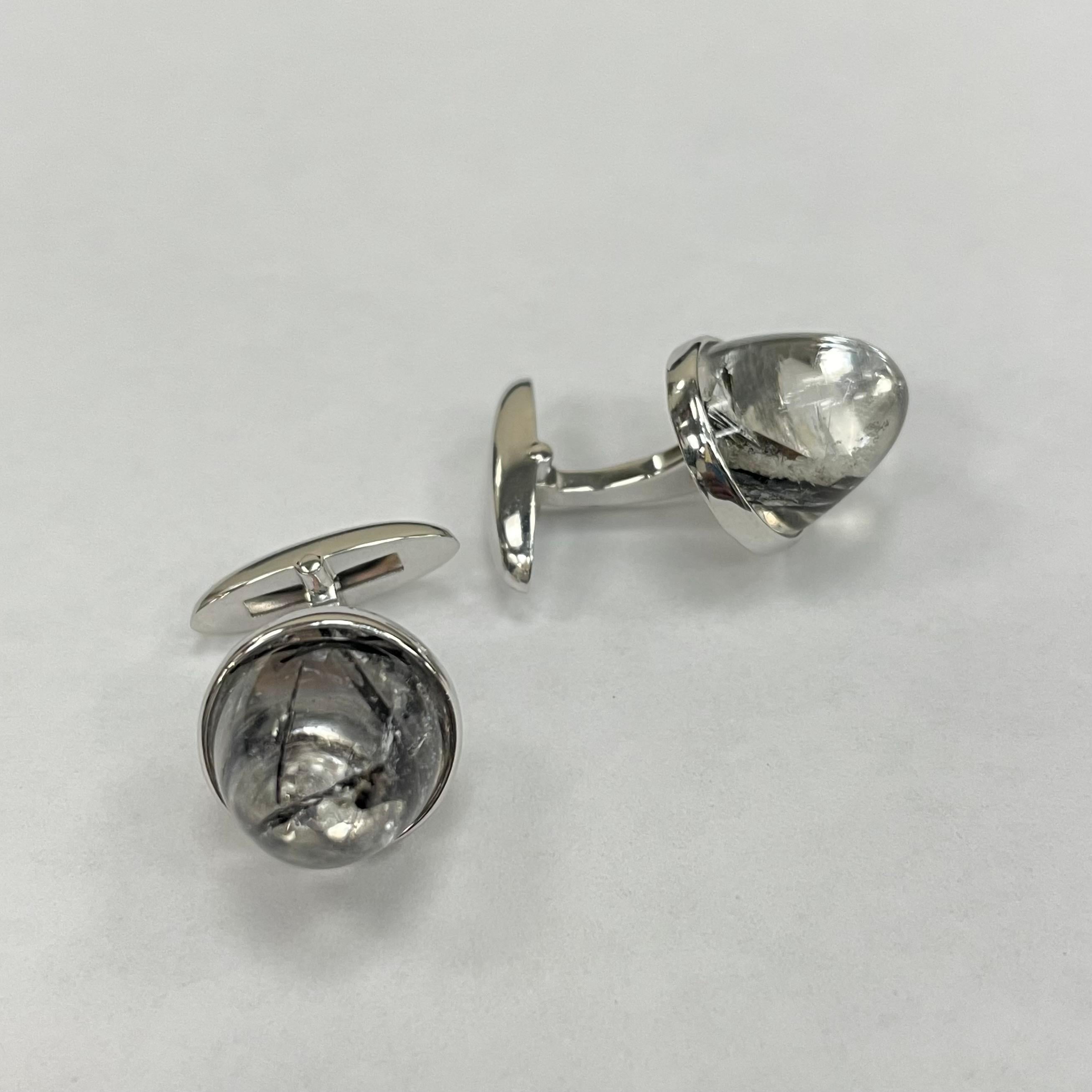 GILIN Black Rutile Cufflinks In New Condition For Sale In Central, HK