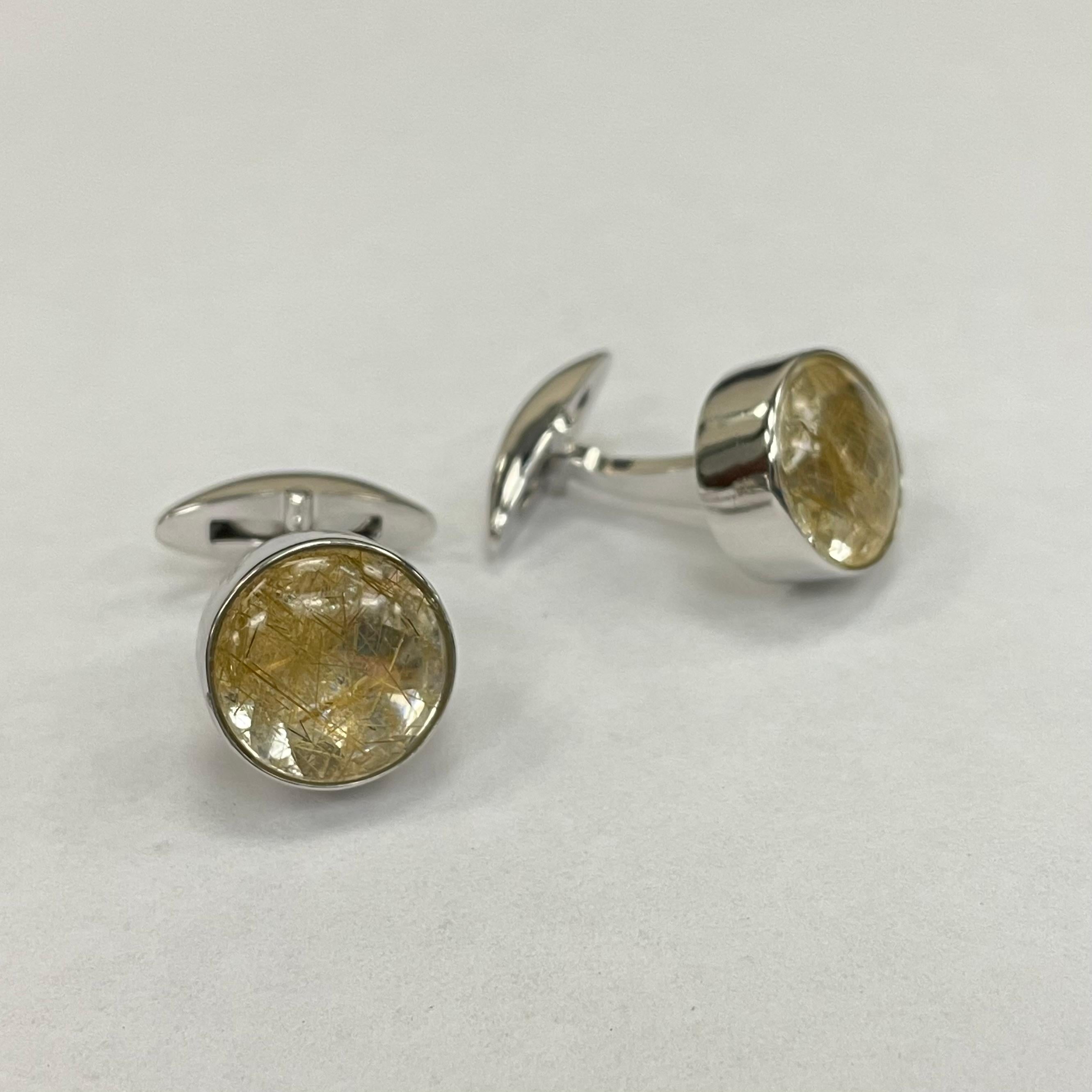 GILIN Black Rutile Cufflinks In New Condition For Sale In Central, HK