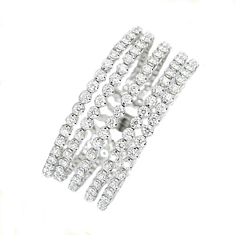 Gilin Diamond Cuff Bangle in 18 Karat White Gold For Sale