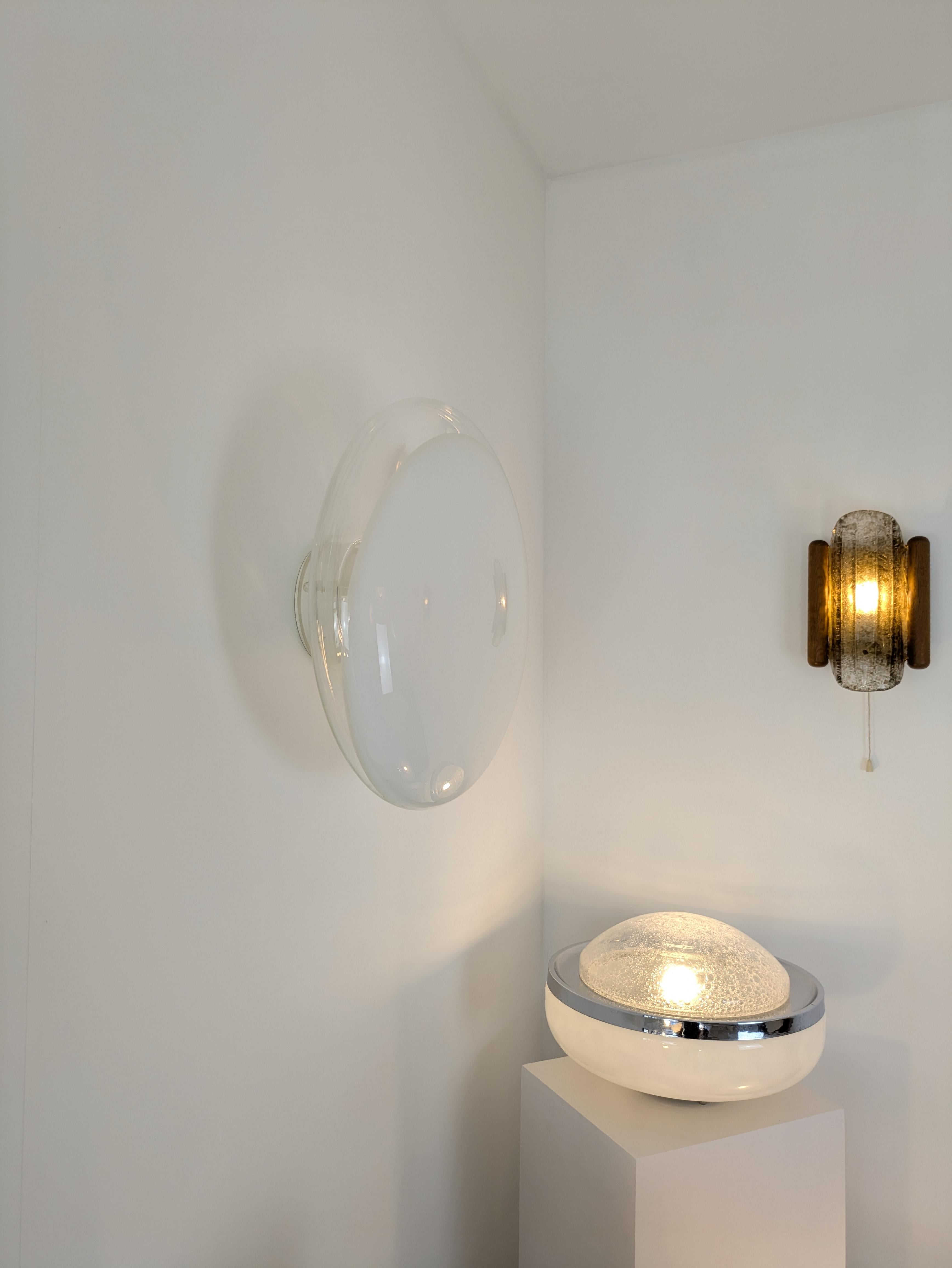 Glass Gill 45, wall or ceiling light, Roberto Pamio, Leucos, Murano glass, 1962