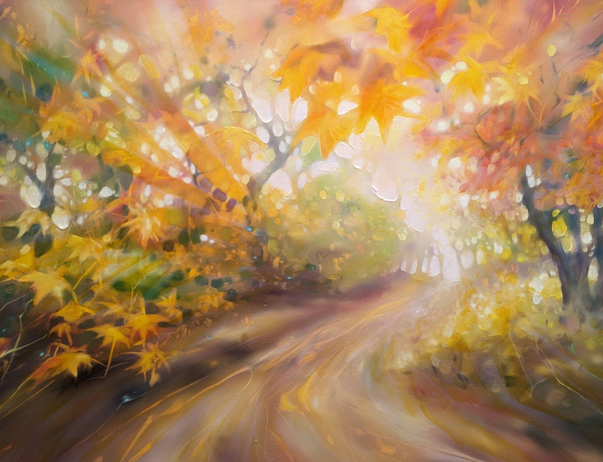 Magic automne, peinture sur toile - Autres styles artistiques Painting par Gill Bustamante