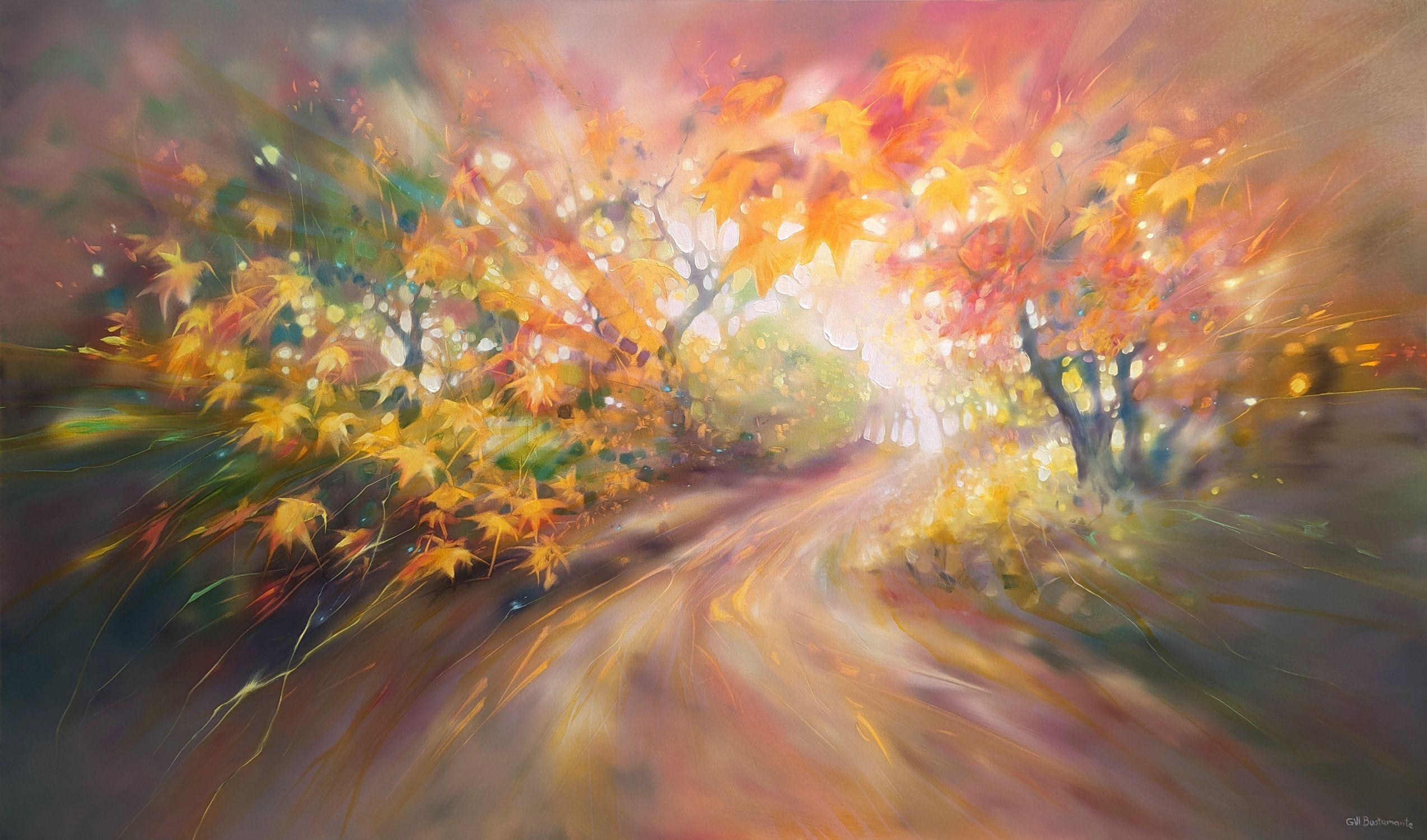 Magic automne, peinture sur toile - Painting de Gill Bustamante
