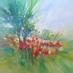 Midsummer Jubilance, poppies in a meadow, Painting, Oil on Canvas