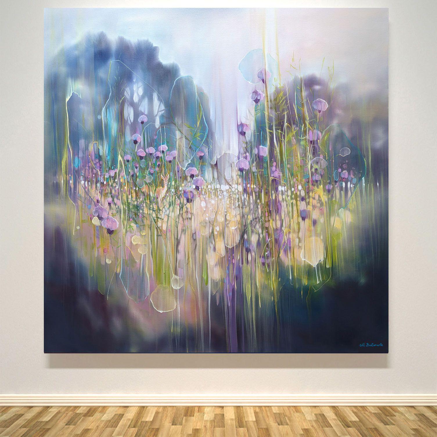 Témoin de la Saint-Jean, paysage de prairie d'été, peinture, huile sur toile en vente 2