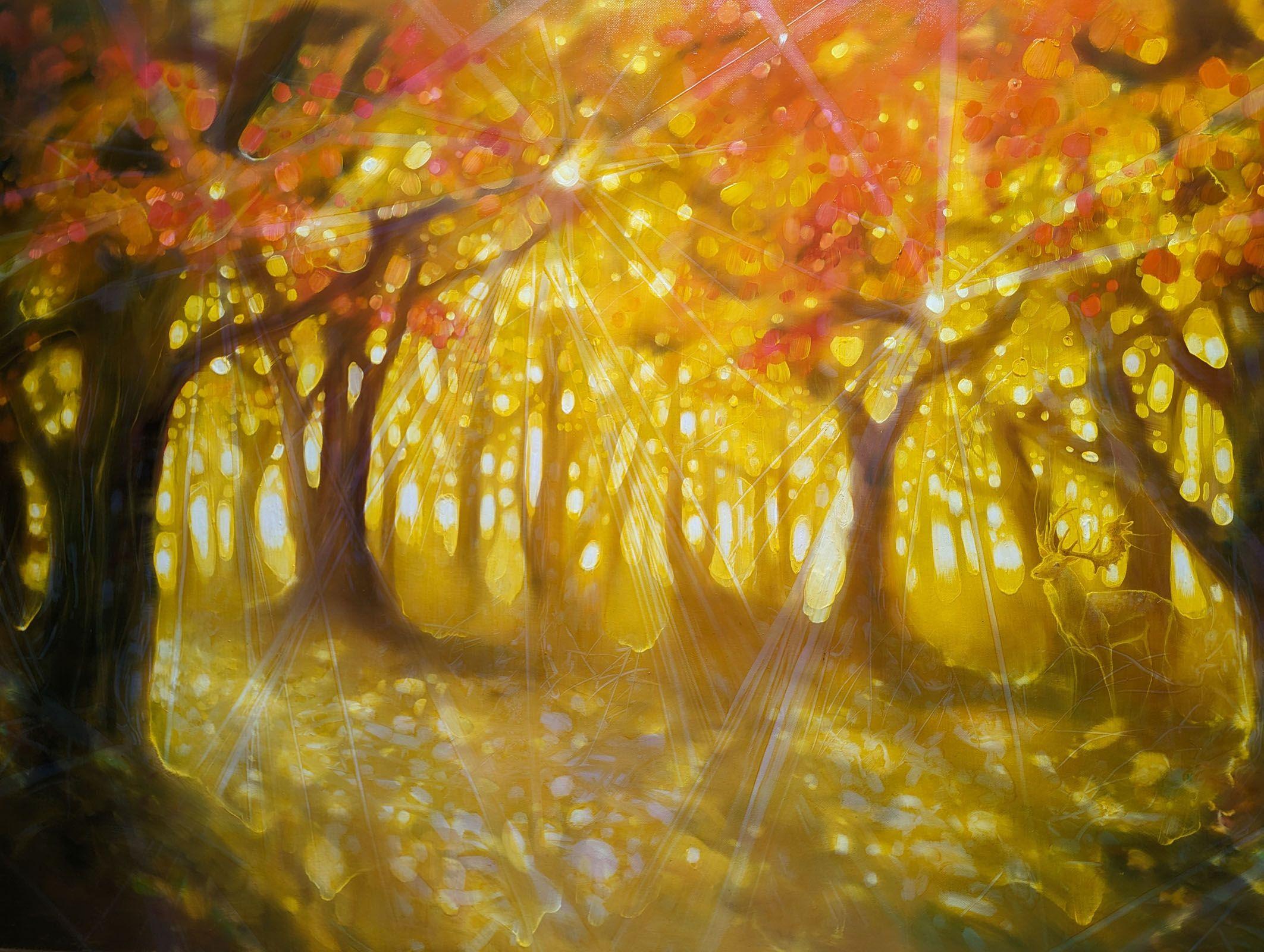 Catedral de la Naturaleza, Pintura, Óleo sobre lienzo - Painting Contemporáneo de Gill Bustamante