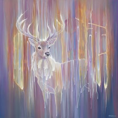 Stag Materializing, Painting, Oil on Canvas