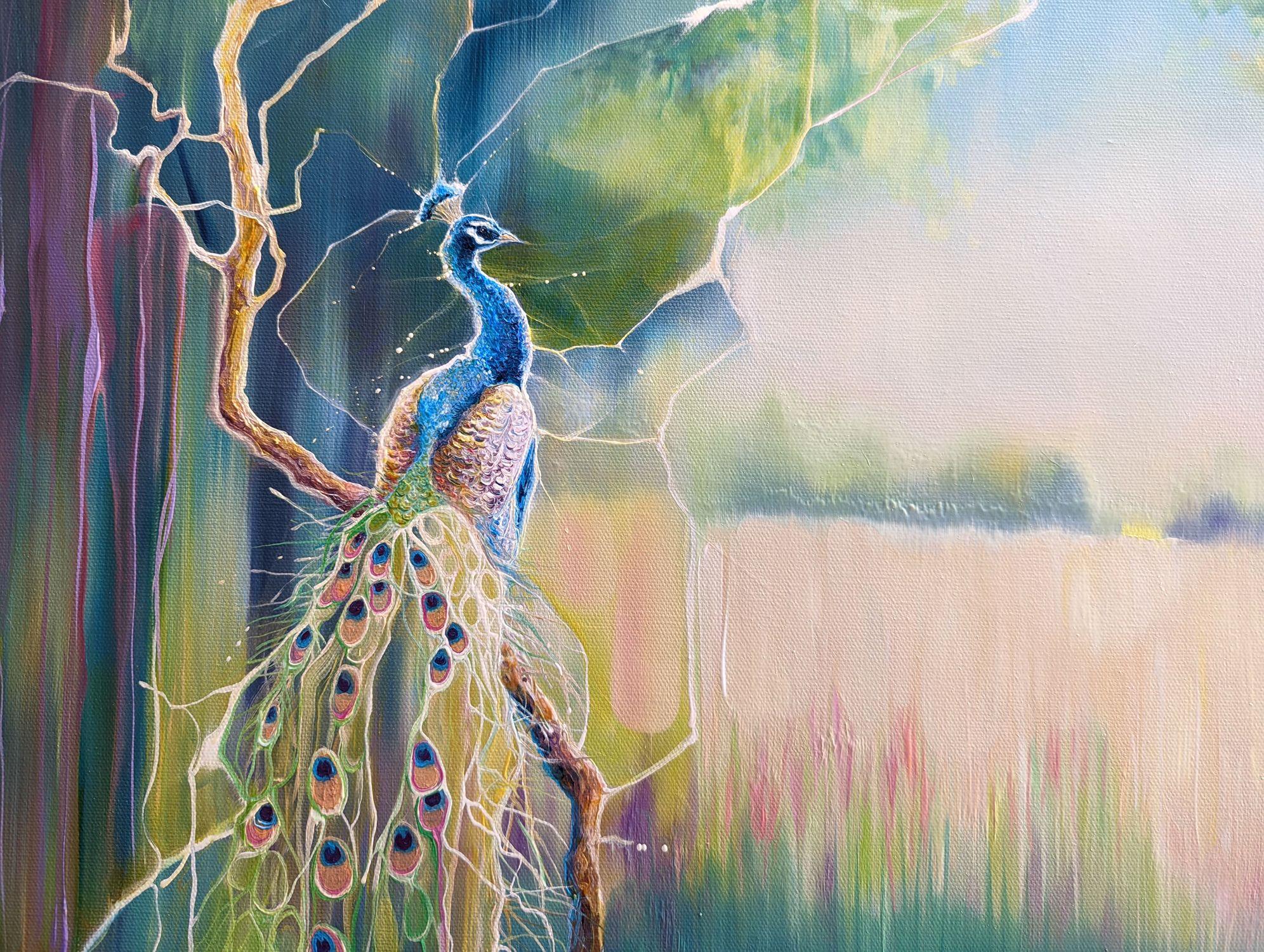 The Peacocks Secret, Painting, Oil on Canvas For Sale 1
