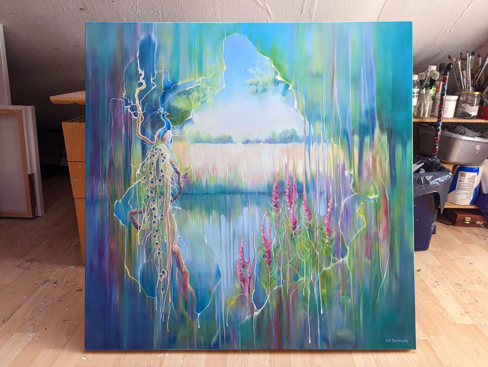 The Peacocks Secret, Painting, Oil on Canvas For Sale 3
