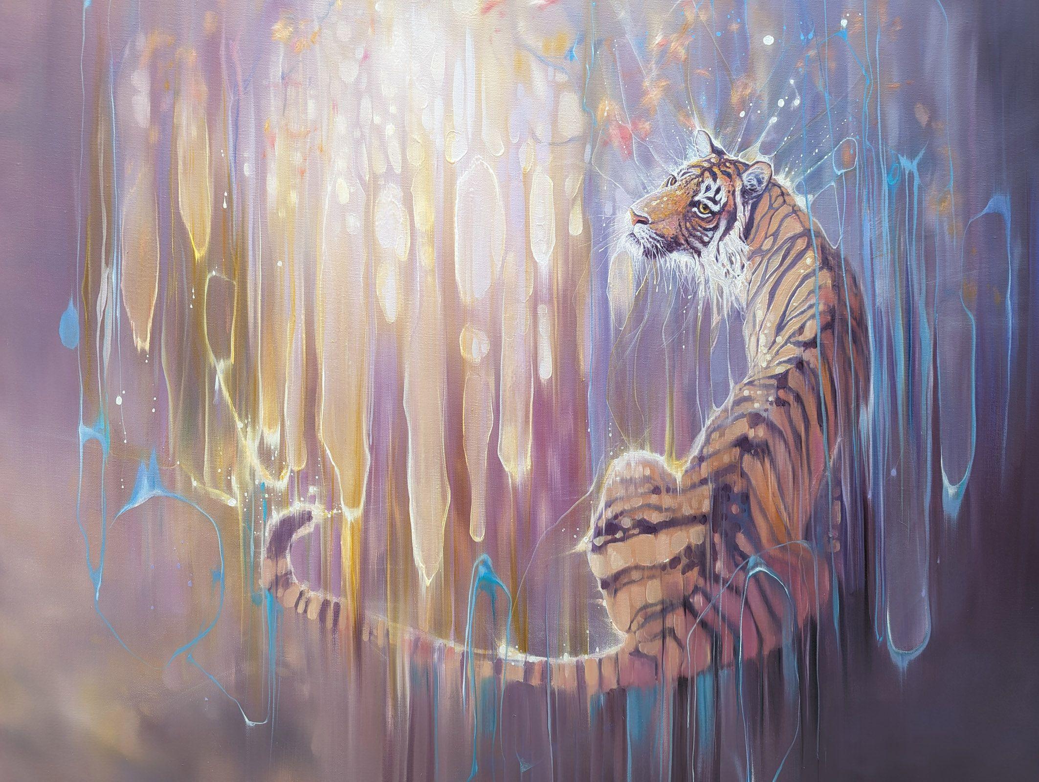 Tiger in the Ether, Painting, Oil on Canvas For Sale 2