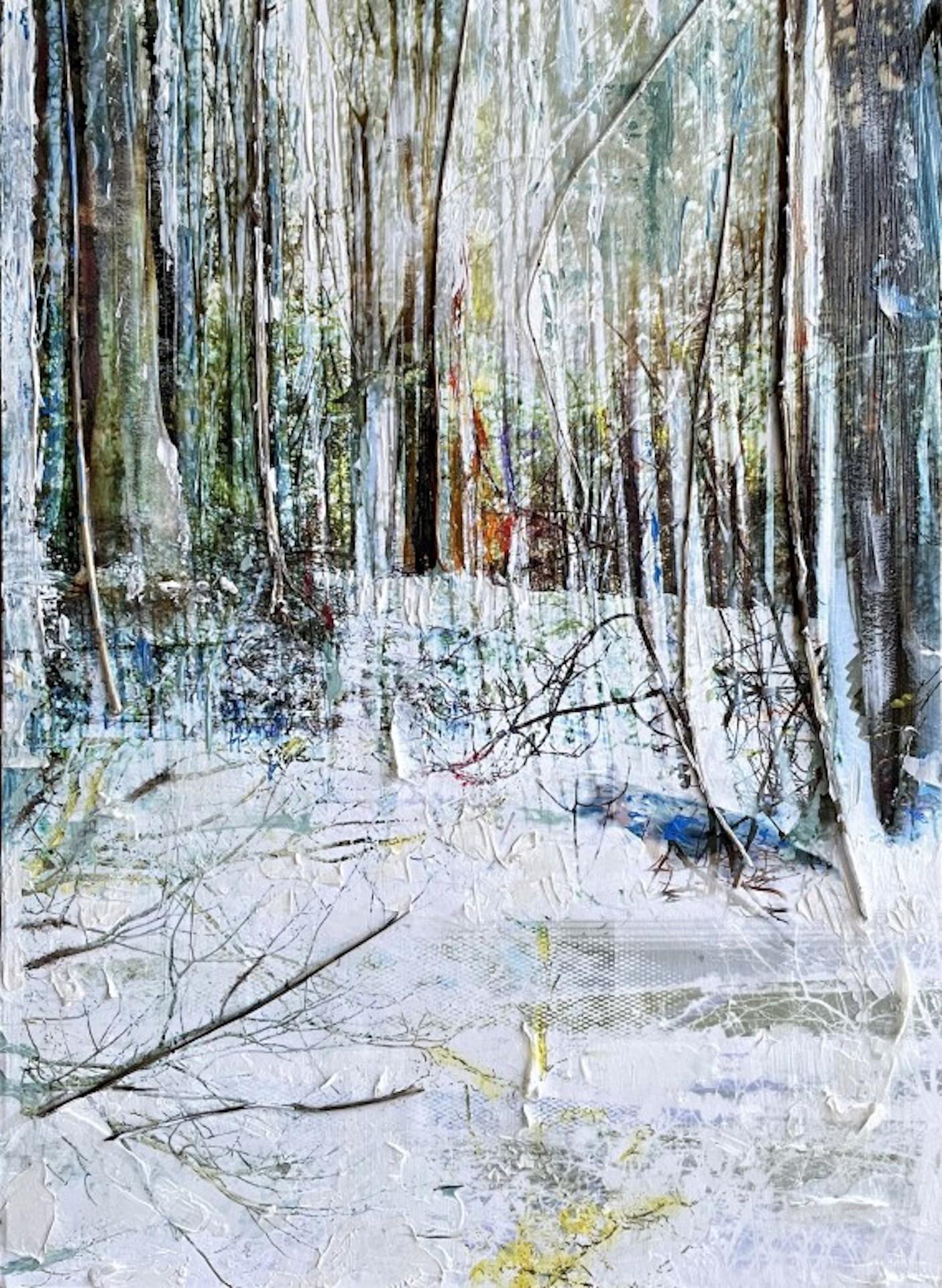 Gill Storr, „In the Woods“, Original Holzkunst in Mischtechnik