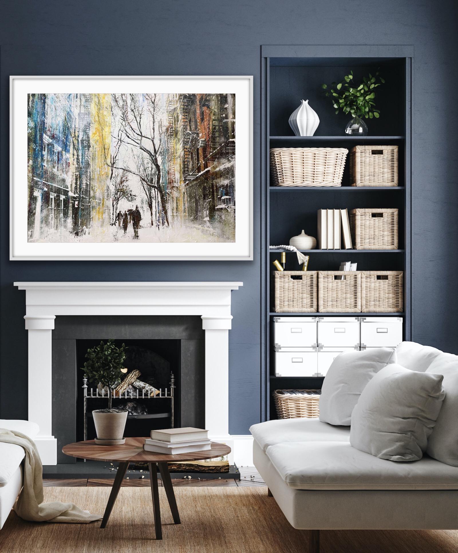Snowy New York [2020]
Please note that insitu images are purely an indication of how a piece may look

Snowy New York is an original work by artist Gill Storr. Based from a winter's scene in a New York street. Painted from an image of one of my many