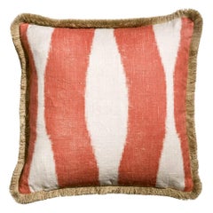 Gill Terracotta Orange Beige Ethnic Cushion Pillow with a Natural Trimming