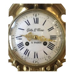 Gille L'Aîné (1690-1765) Orologio a cartello LOUIS XV in bronzo dorato e ormolu (1760 ca.)