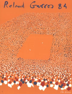 Vintage 1984 Gilles Aillaud 'Roland Garros French Open' Pop Art Orange France Lithograph