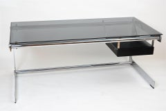 Gilles Bouchez for Airborne Chrome and Glass Desk, France, circa 1965