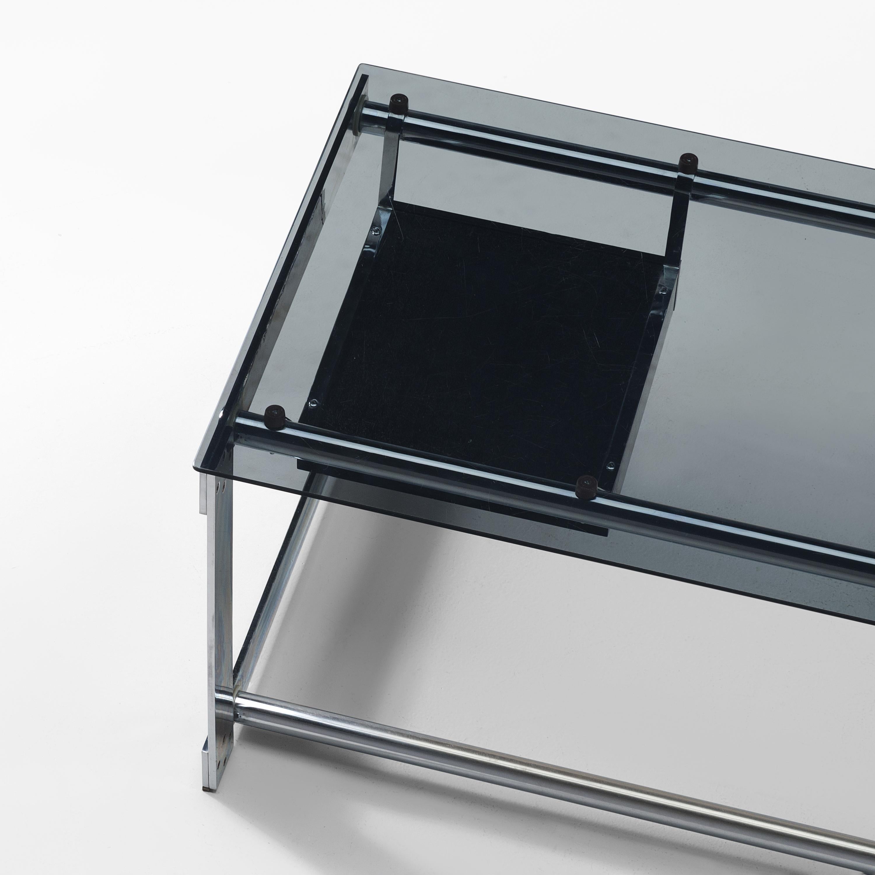 Modern Gilles Bouchez for Airborne Desk with a Drawer in Glass and Steel