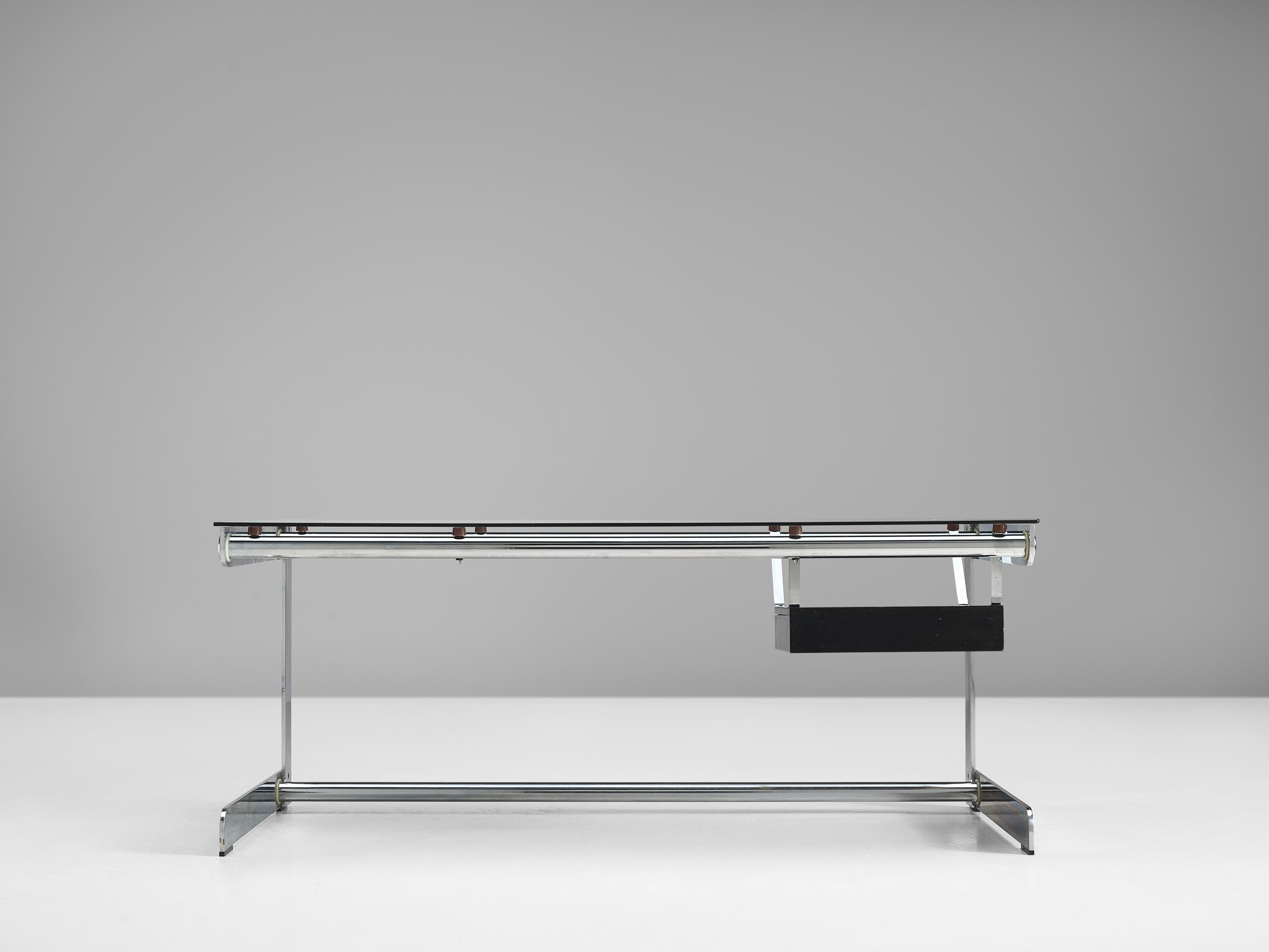 Gilles Bouchez for Airborne Desk with a Drawer in Glass and Steel 1