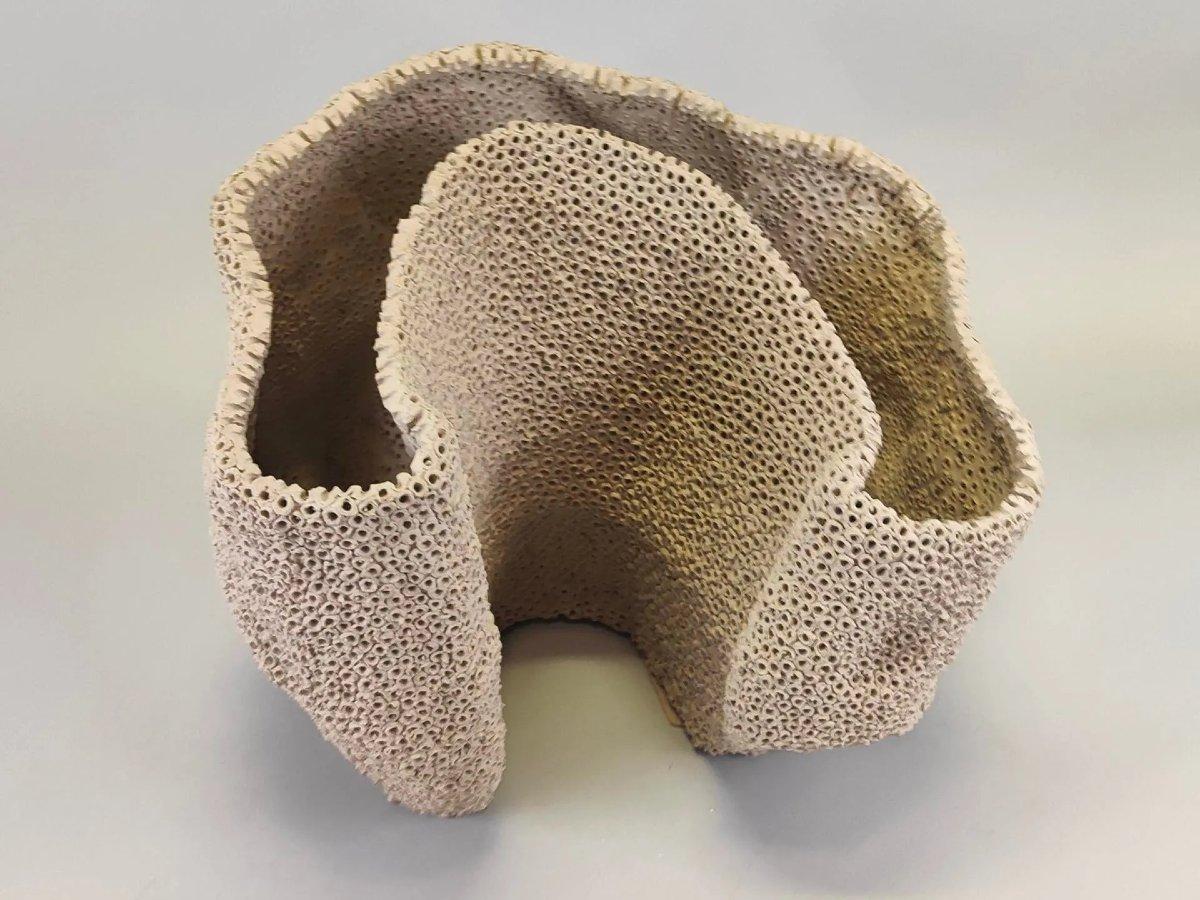 Thai Gilles CAFFIER (1963) free-form ceramic vase, signed and dated For Sale