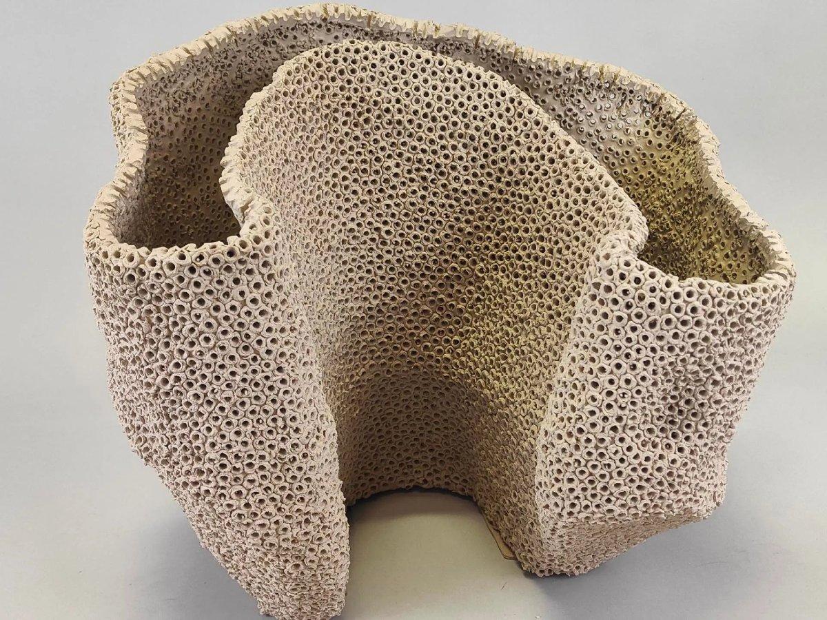 Contemporary Gilles CAFFIER (1963) free-form ceramic vase, signed and dated For Sale