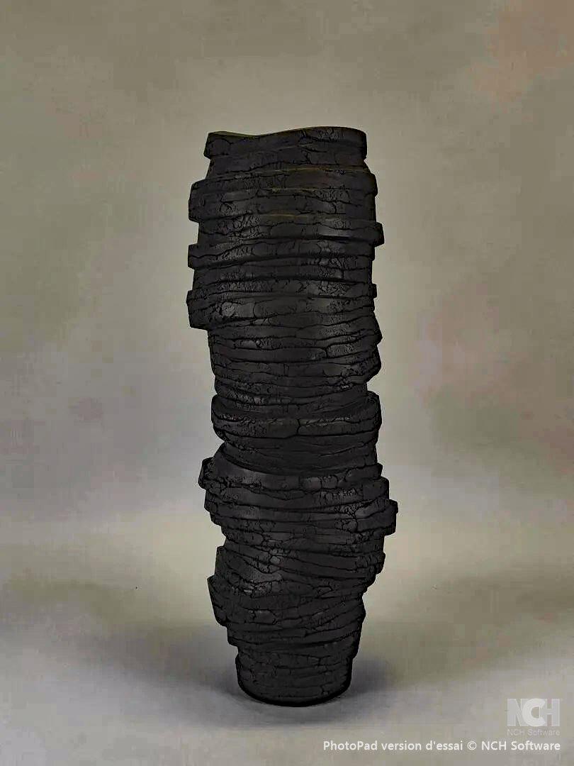 Gilles CAFFIER (1963) Große Vase aus strukturierter Keramik, signiert und datiert 201 Limited (Organische Moderne) im Angebot