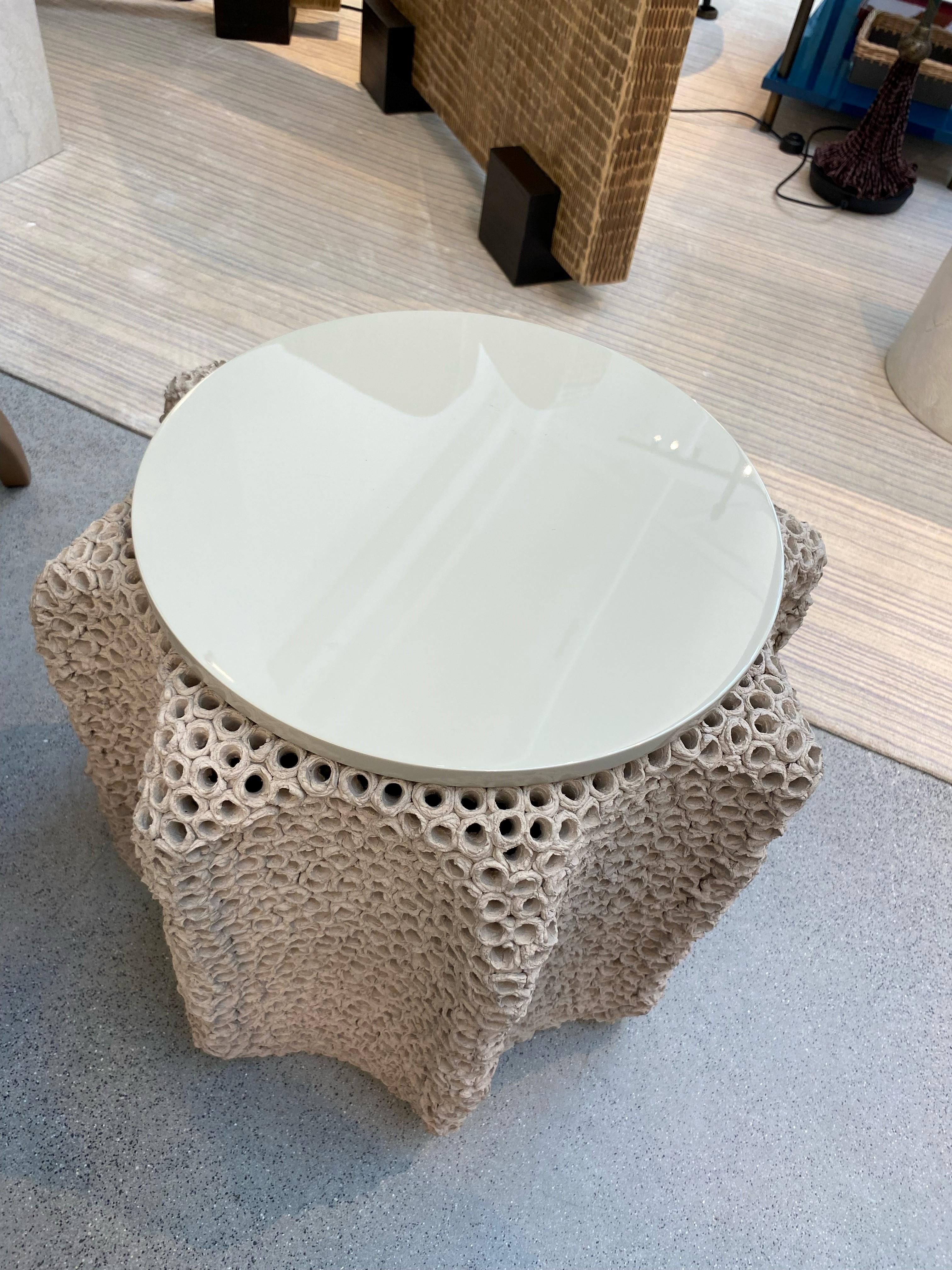French Gilles Caffier Ceramic Side Table For Sale